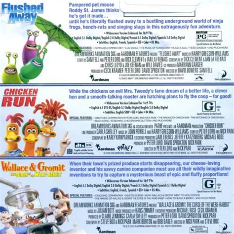 Flushed Awaychicken Runwallace And Gromit Dvd 2014 3 Disc Set For