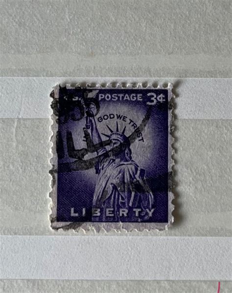 Rare Us Postage Stamp 3 Cent Liberty Used Purple Statue Of Liberty Etsy