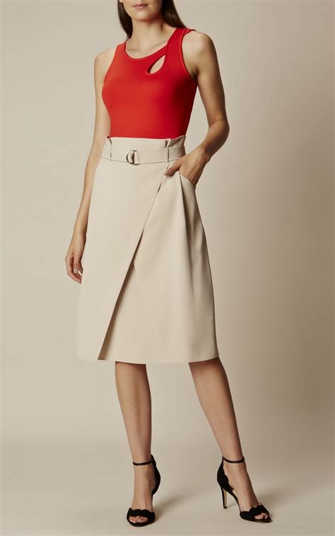 Karen Millen Wrap Skirt Neutral Office Fashion Women Womens Fashion