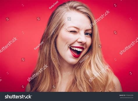 Funny Blonde Girl Studio Portrait Crazy Stock Photo Edit Now