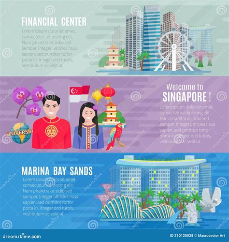 Singapore Culture 3 Horizontal Banners Set Stock Vector Illustration Of Isolated Internet