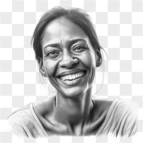 Descarga Dibujo En Blanco Y Negro De Una Mujer Afroamericana Sonriente