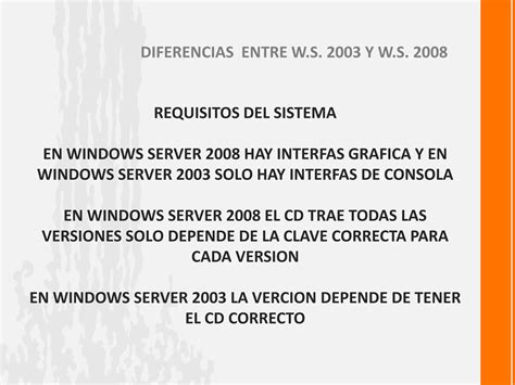 Diferencias Entre Windows Server 2003 Y 2008 Ppt