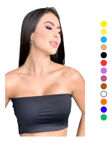 Blusa Crop Top Straple Moda 2023 Negro Blanco Verde Licrado Cuotas