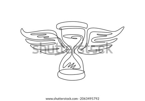 Continuous One Line Drawing Time Flies Stock Vector Royalty Free