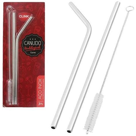 Canudos Ecol Gicos Inox Reutiliz Vel Kit Canudo Escova P O De