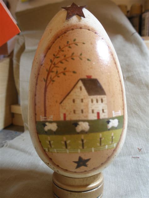 Painted Wooden Goose Egg By Michele Nelson Use Gourd Egg Painting