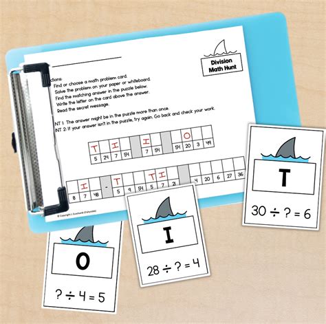 Division Facts Math Scavenger Hunt Secret Message Activity Made By