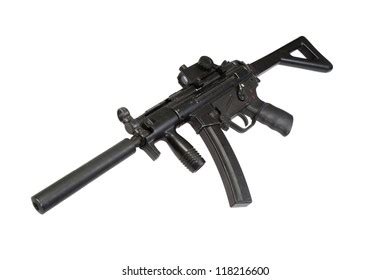 Submachine Gun Silencer Isolated On White Stock Photo 127196342 ...