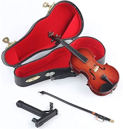 Amazon Dselvgvu Wooden Miniature Violin With Stand Bow And Case