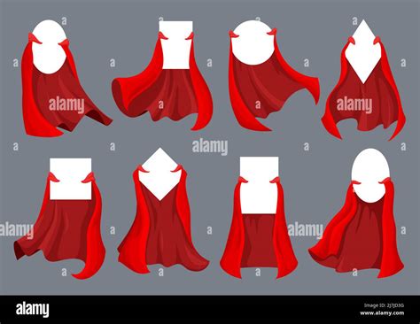 Hero And Super Hero Cartoon Red Capes And Cloaks Vector Silk Fabric Mantles Of Superhero