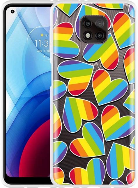 Motorola Moto G Power Hoesje Regenboog Hartjes Designed By Cazy