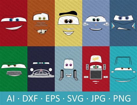 Cars Svg Cars Face Cricut Vector Bundle Lightning Mcqueen Etsy Canada