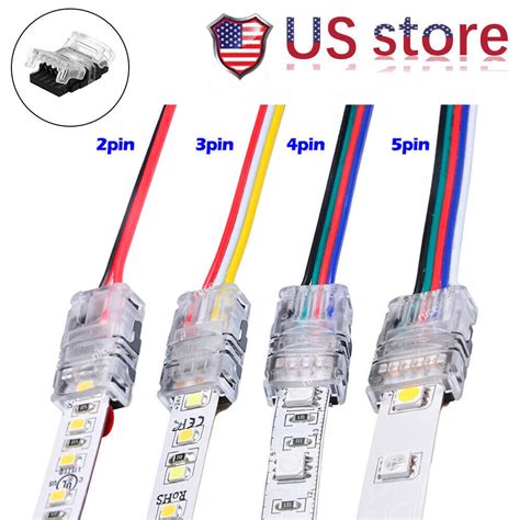 Wire To LED Strip Connector 2 3 4 5Pin 8mm 10mm 12mm Adapter RGB RGBW