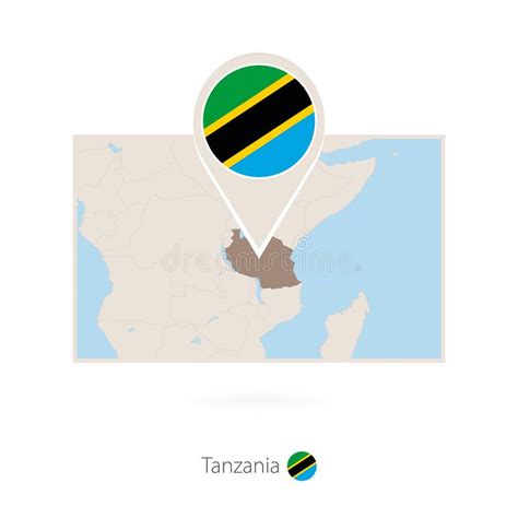 Mapa Rectangular De Tanzania Con El Icono Del Perno De Tanzania