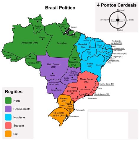 Mapas Das Regiões Do Brasil Político Rodoviário E Hidrovias Centro