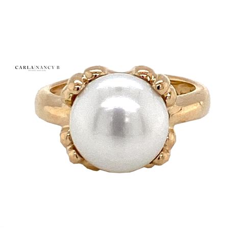 10.8mm Freshwater Pearl Ring 14k Yellow Gold - GoldInArt.com