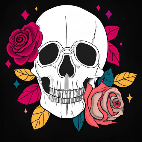Romantic Skull And Rose Graphic · Creative Fabrica