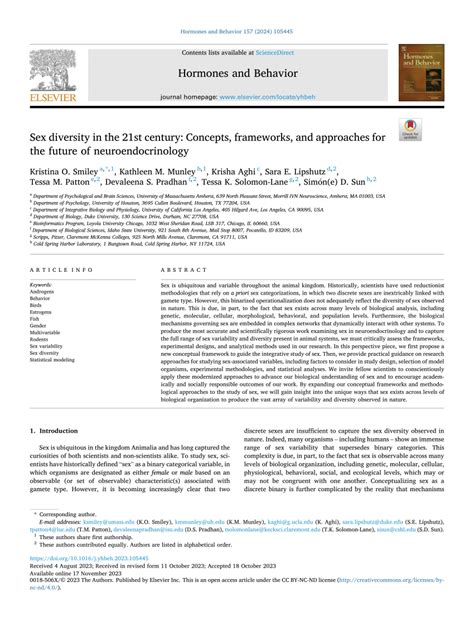 Pdf Sex Diversity In The 21st Century Concepts Frameworks And