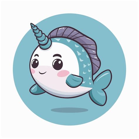 Premium Vector Cute And Adorable Cartoon Narwhal Vector White Background