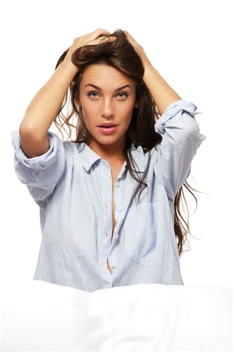 1 797 Beautiful Brunette Woman Pajamas Sitting Bed Stock Photos Free Royalty Free Stock