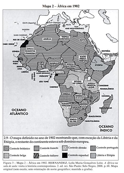 Atividade para o 8º ano Mapa da África durante o neocolonialismo