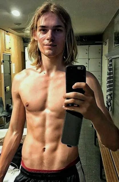 Shirtless Male Muscular Beefcake Long Hair Sexy Guy Hunk Beefcake Photo