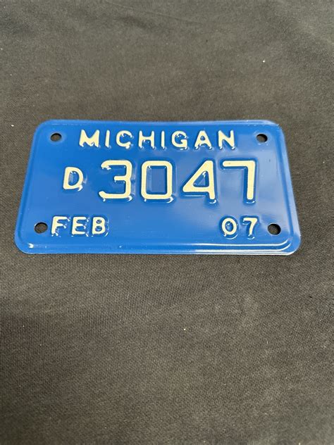 2007 Michigan Motorcycle Dealer License Plate D3047 Ebay