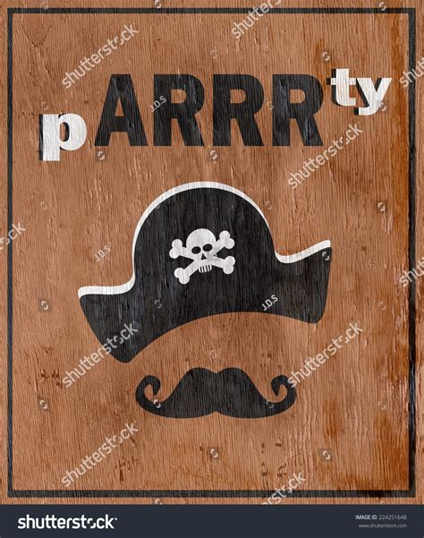 Funny Pirate Sign Wood Grain Texture Stock Illustration 224251648