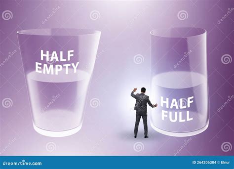 Businessman In Half Empty Half Full Glass Concept Stock Photo Image