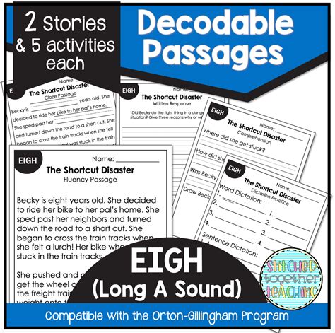 Decodable Reading Passages Diphthong EIGH Orton Gillingham Classful