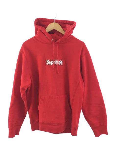 Supreme シュプリーム 19aw Bandana Box Logo Hooded Sweatshirt L コットン Red 古着の販売・通販ならセカンドストリート