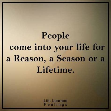 People Come Into Our Life For 3 Reasons Season Quotes Lifetime