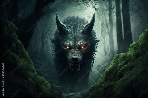 Fenrir A Giant Wolf Monster Or Demon Wolf Generative Ai Stock