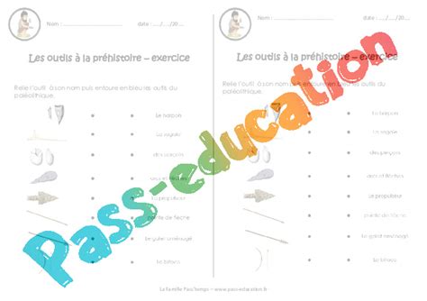 Les outils à la préhistoire Ce2 Cm1 Exercices Paléolithique