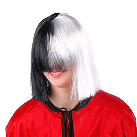 Buy Cosplay Sia Costume Wig Long Bangs Two Tone Half Black Half White