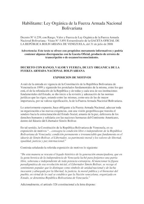 Pdf Ley Orgánica De La Fuerza Armada Nacional Bolivariana Dokumentips