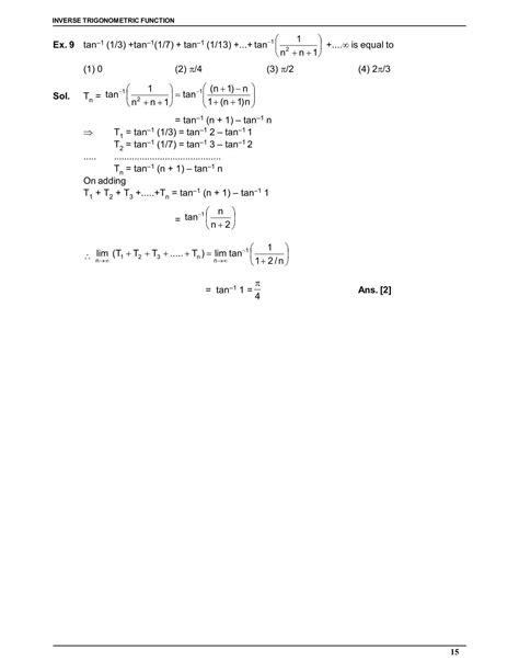 Inverse Trigonometric Function Notes For Class 12 And Iit Jee