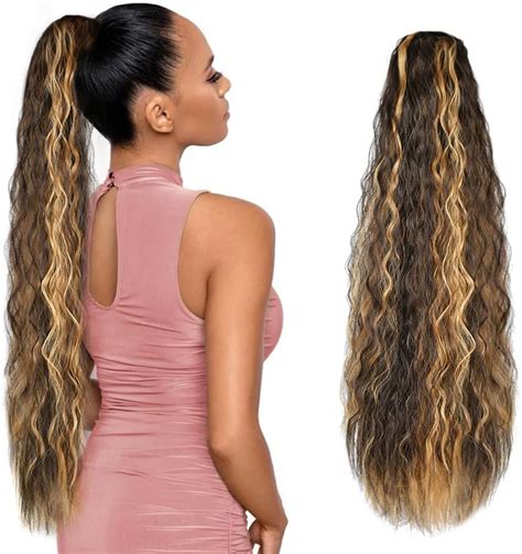 Amazon Corn Wave Ponytail Extension Wrap Around Inches Long