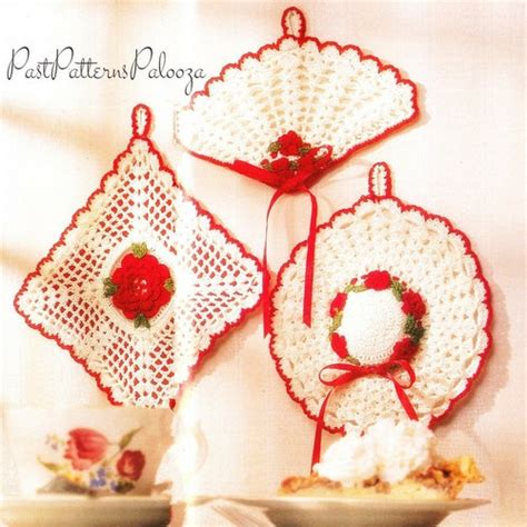 Premium Vintage Potholders Set Crochet Pattern Pdf Etsy