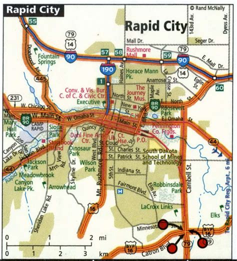 Rapid City Road Map For Truck Drivers Area Town Toll Free Highways Map