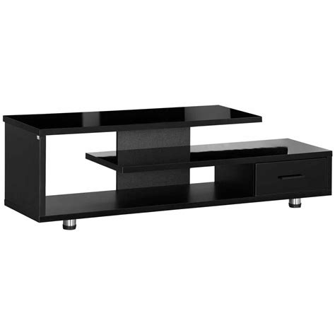 HOMCOM High Gloss TV Unit For TVs Up To 45 With Storage Shelf And