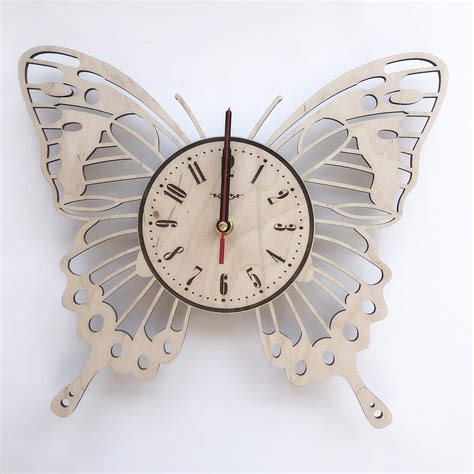 Butterfly Wall Clock Wood Modern Butterflies Wall Art