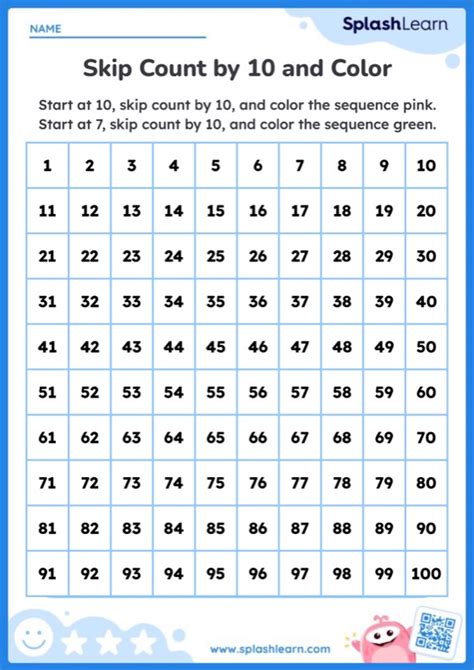 Skip Count By 10 On Hundreds Chart Worksheet