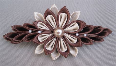 Kanzashi Bl Te Haarspange Braun Cappuccino Haar Accessoires