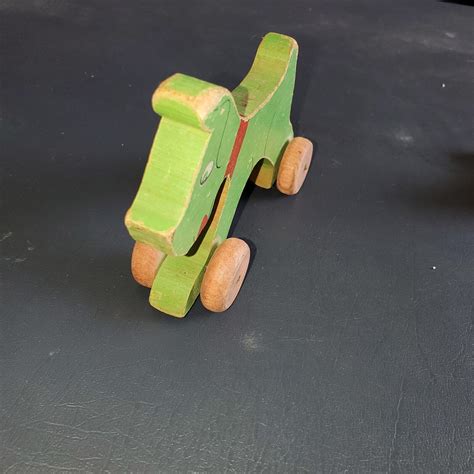 Vintage Push Toy Green Dog Ebay