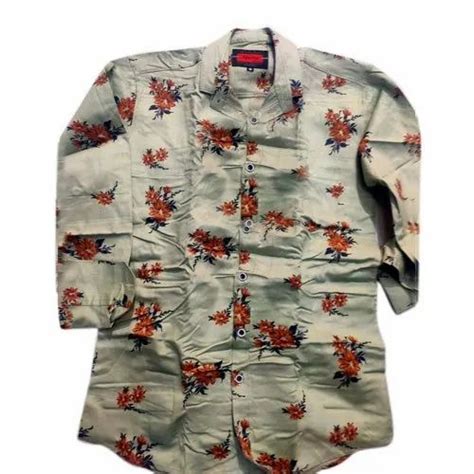 Collar Neck Mens Floral Printed Cotton Shirt Size M Xl At Rs 250