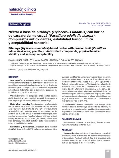 Pdf N Ctar A Base De Pitahaya Hylocereus Undatus Con Harina De