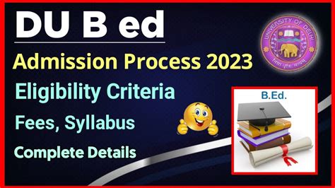 Du B Ed Admission Process Du B Ed Admission Details Du Pg