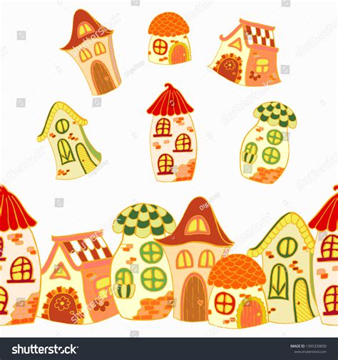 Fairy Tale Houses On White Background Stock Vector Royalty Free